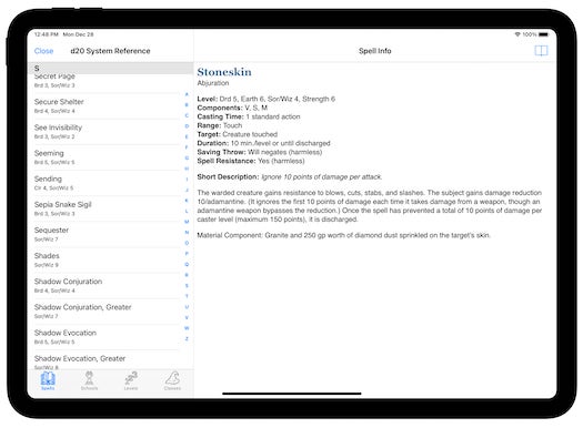 Spell info screenshot
